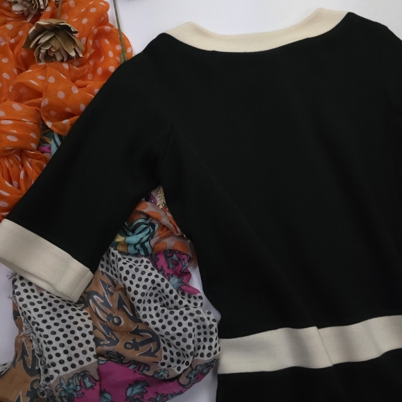 Milly Black Dress with Cream Accents and Gold Buttons Sz L - Picture 8 of 10